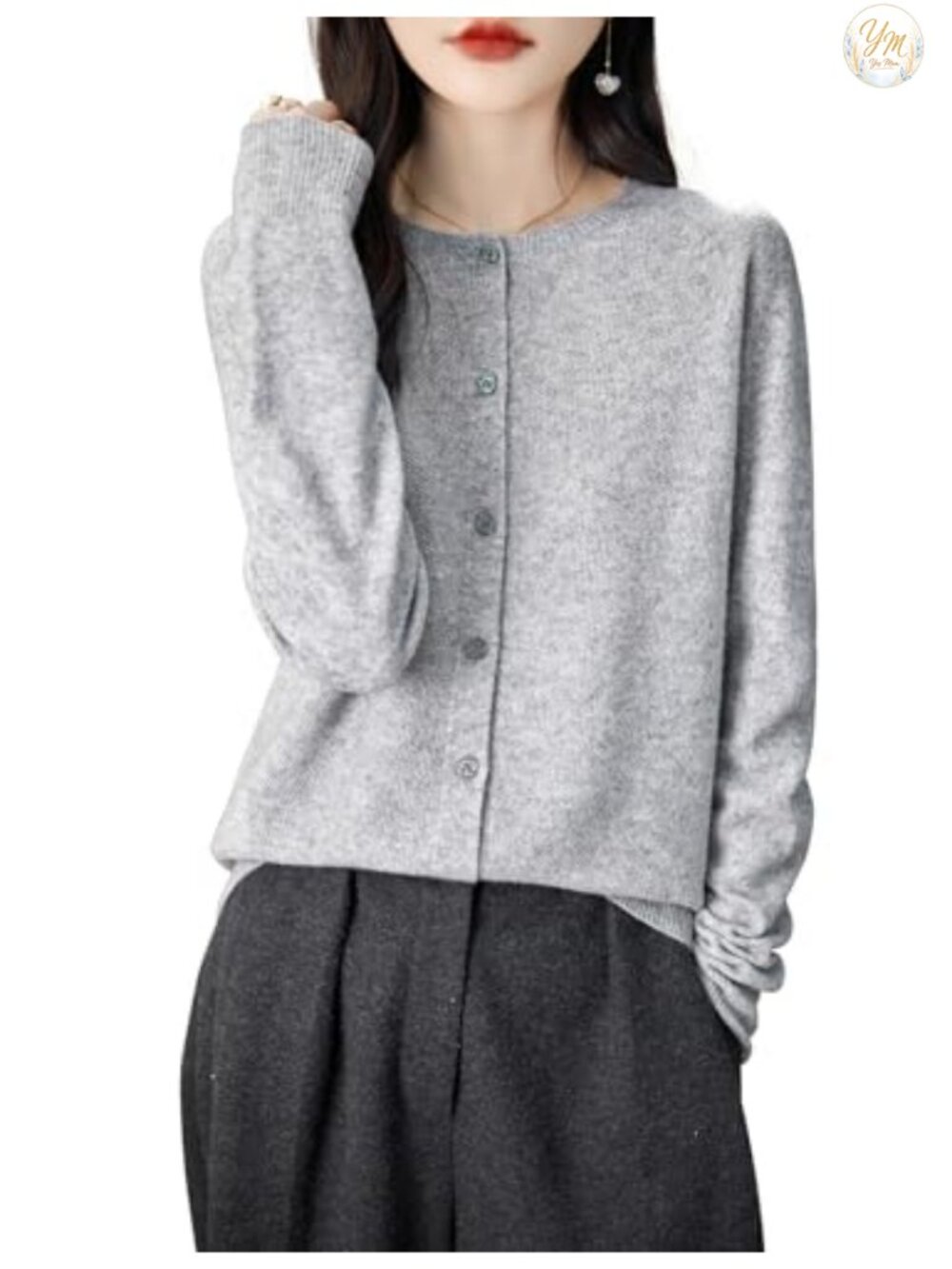 100% Merino Wool Women's Cardigan Sweater 3D Seamless Crewneck